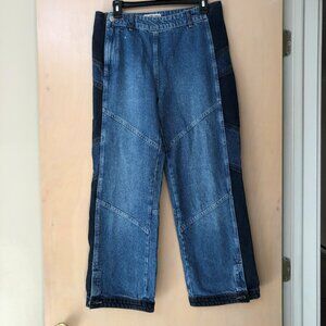 Free People We-The-Free Moonlit Moto Slim Bootcut Blue Denim Jeans Size 30